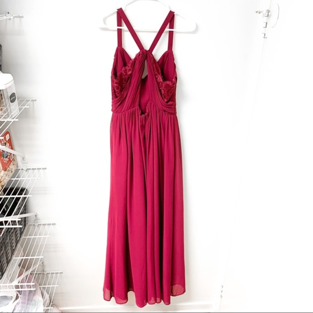 Hayley Paige Occasions Chiffon And Lace Keyhole Cutout Back Dress Size 12 - Picture 2 of 13